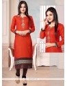 Enticing Embroidered Work Orange Banarasi Silk Designer Kurti