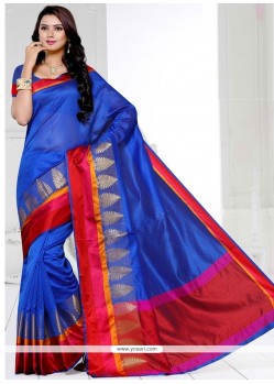 Engrossing Blue Art Silk Designer Traditional Saree