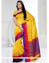 Masterly Yellow Weaving Work Designer Traditional Saree