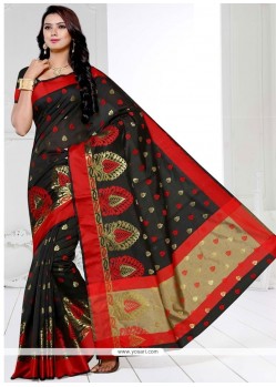 Exceptional Weaving Work Black Traditional Saree