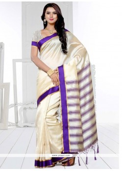 Enchanting Off White Weaving Work Traditional Saree