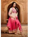 Cream And Pink Georgette Designer Salwar Suit