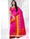 Renowned Art Silk Hot Pink Traditional Designer Saree