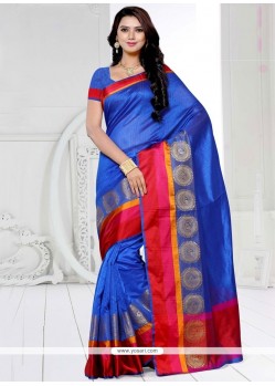 Subtle Weaving Work Blue Traditional Designer Saree