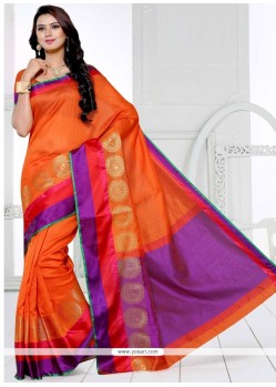 Regal Orange Weaving Work Art Silk Designer Traditional Saree