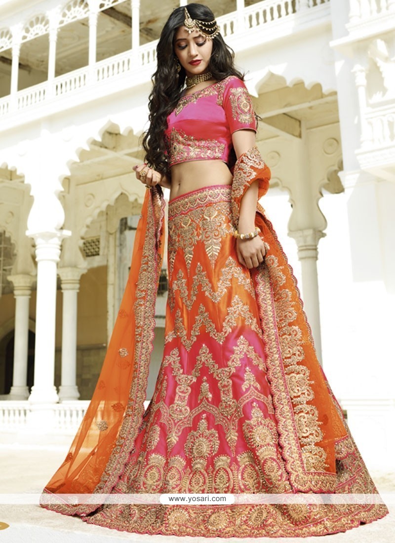 Pink and Orange Indian Bridal Wear