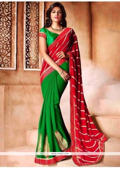 Renowned Faux Georgette Embroidered Work Saree