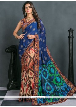 Delightsome Art Silk Multi Colour Patch Border Work Traditional Saree