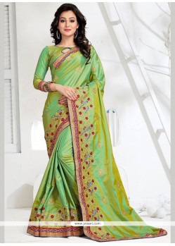 Groovy Zari Work Green Art Silk Designer Traditional Saree