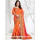 Whimsical Orange Zari Work Traditional Designer Saree