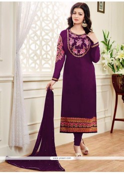 Ayesha Takia Embroidered Work Purple Churidar Designer Suit