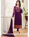 Ayesha Takia Embroidered Work Purple Churidar Designer Suit