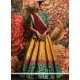 Sonorous Banarasi Silk Green, Red And Yellow Lehenga Choli