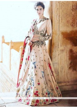 Alluring White Embroidered Work Art Silk Lehenga Choli