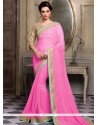 Eye-catchy Faux Chiffon Pink Designer Saree