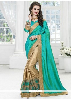 Modest Art Silk Embroidered Work Half N Half Saree