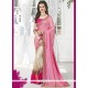 Imposing Cream And Pink Patch Border Work Jacquard Silk Designer Half N Half Saree