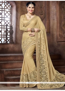 Lavish Beige Embroidered Work Designer Traditional Saree