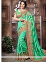 Sonorous Crepe Silk Green Zari Work Traditional Designer Saree
