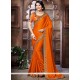 Sparkling Orange Patch Border Work Designer Traditional Saree