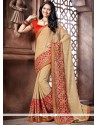 Impeccable Embroidered Work Faux Crepe Trendy Saree