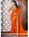 Lovely Patch Border Work Faux Chiffon Classic Saree