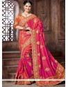 Riveting Patch Border Work Crepe Silk Shaded Saree