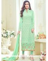 Krystle Dsouza Faux Georgette Sea Green Churidar Designer Suit