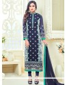 Krystle Dsouza Lace Work Navy Blue Churidar Designer Suit