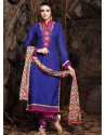 Blue And Pink Chanderi Party wear suit