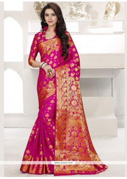 Blissful Hot Pink Weaving Work Traditional Designer Saree