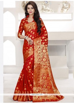 Observable Red Weaving Work Designer Traditional Saree