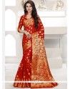 Observable Red Weaving Work Designer Traditional Saree