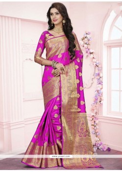 Stunning Pink Banarasi Silk Designer Traditional Saree