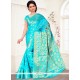 Prepossessing Banarasi Silk Turquoise Designer Traditional Saree