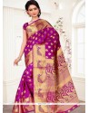 Aesthetic Weaving Work Magenta Traditional Designer Saree