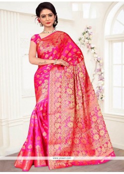 Buy Immaculate Weaving Work Rose Pink Banarasi Silk Traditional ...