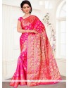 Immaculate Weaving Work Rose Pink Banarasi Silk Traditional Designer Saree