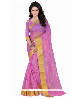 Simplistic Polly Cotton Pink Casual Saree