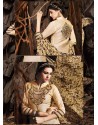 Cream And Brown Chanderi Party wear suit