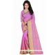 Spectacular Patch Border Work Pink Polly Cotton Casual Saree