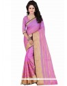 Spectacular Patch Border Work Pink Polly Cotton Casual Saree