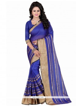 Genius Blue Patch Border Work Casual Saree