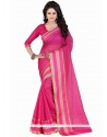 Aspiring Polly Cotton Hot Pink Patch Border Work Casual Saree