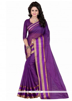 Fashionable Patch Border Work Polly Cotton Casual Saree
