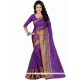 Purple Patch Border Work Polly Cotton Casual Saree