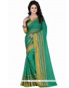 Sea Green Patch Border Work Polly Cotton Casual Saree