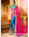 Fascinating Embroidered Work Designer Half N Half Saree