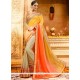 Arresting Faux Chiffon Embroidered Work Shaded Saree