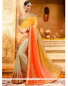 Arresting Faux Chiffon Embroidered Work Shaded Saree